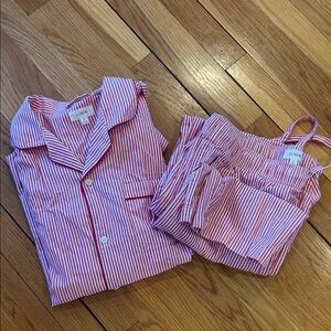 J. Crew Red and White Striped Pajama Set
